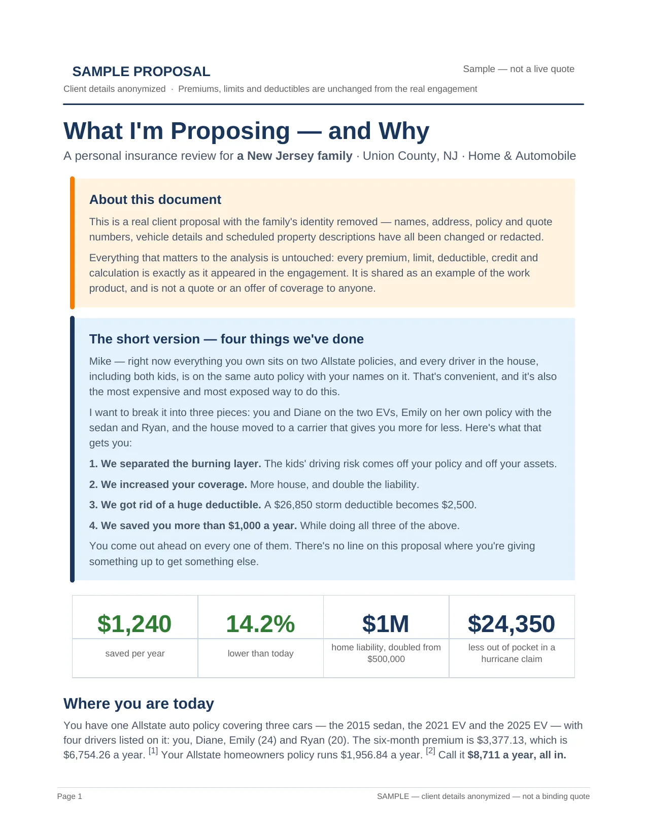Sample client proposal, page 1 of 9