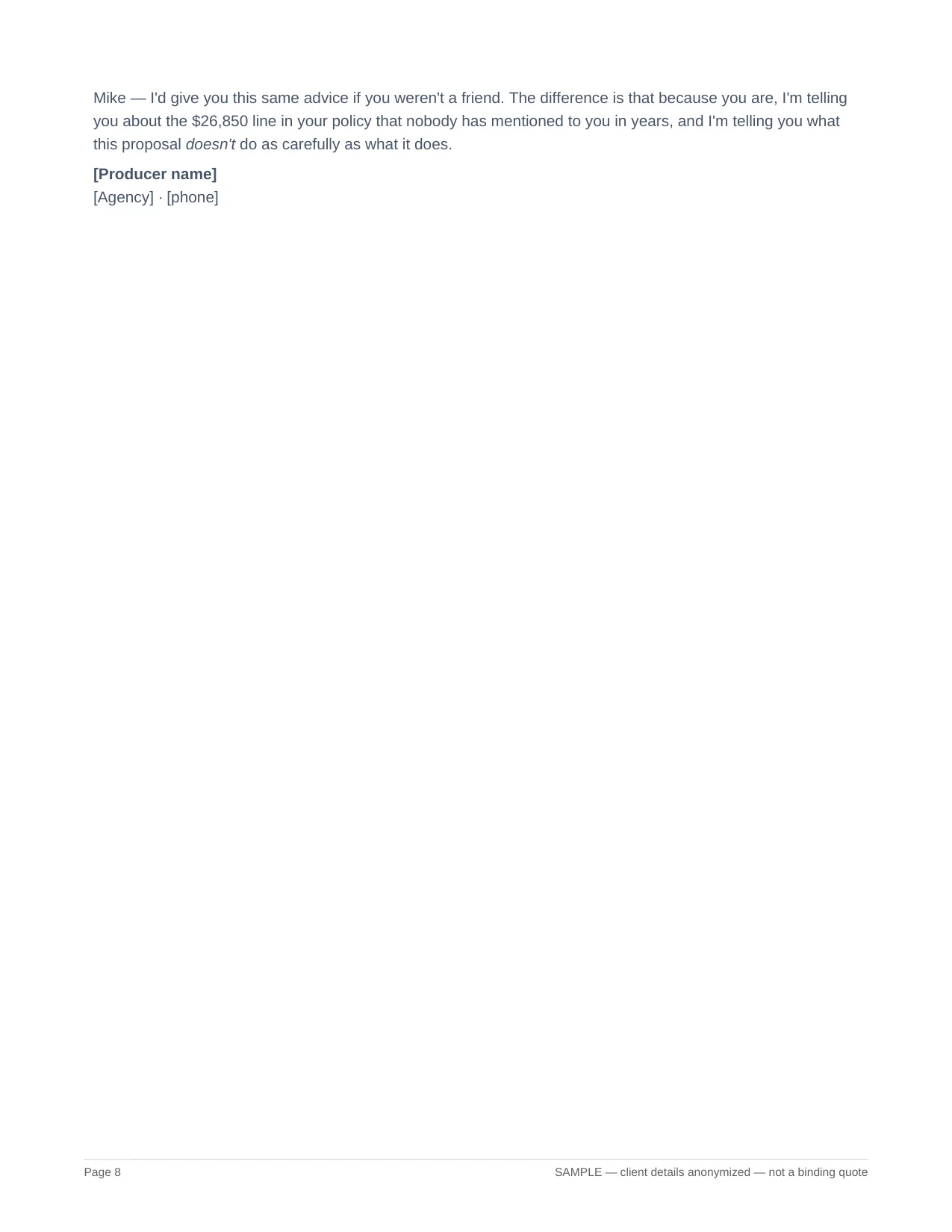 Sample client proposal, page 8 of 9